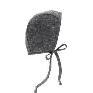 Briar Hat Bonnet baby black Chambray fleece lined 6- 12M Vguc